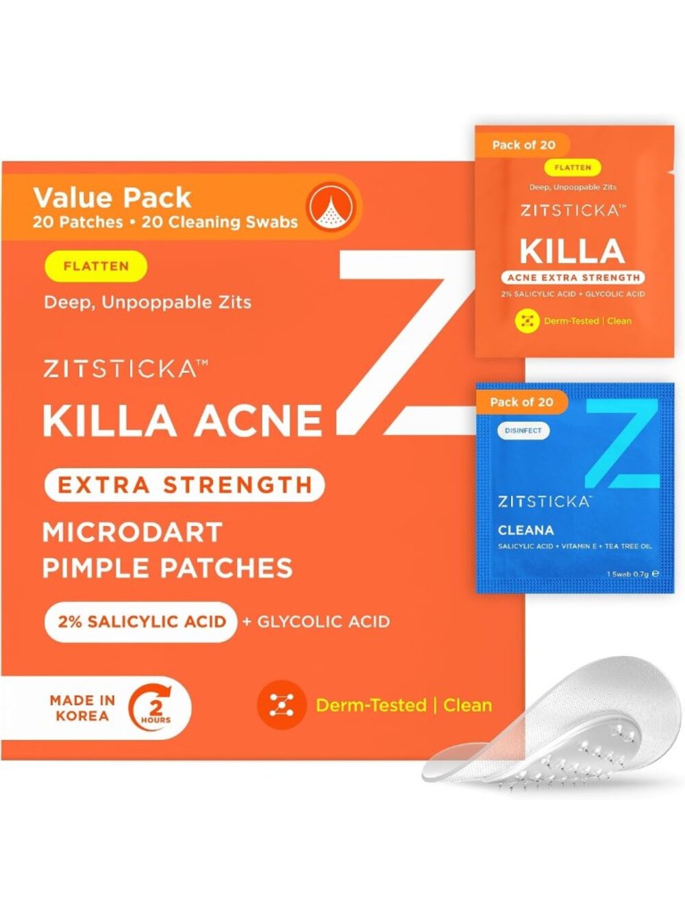 Extra Strength Microdart Pimple Patches for Face - 20ct Acne Treatment